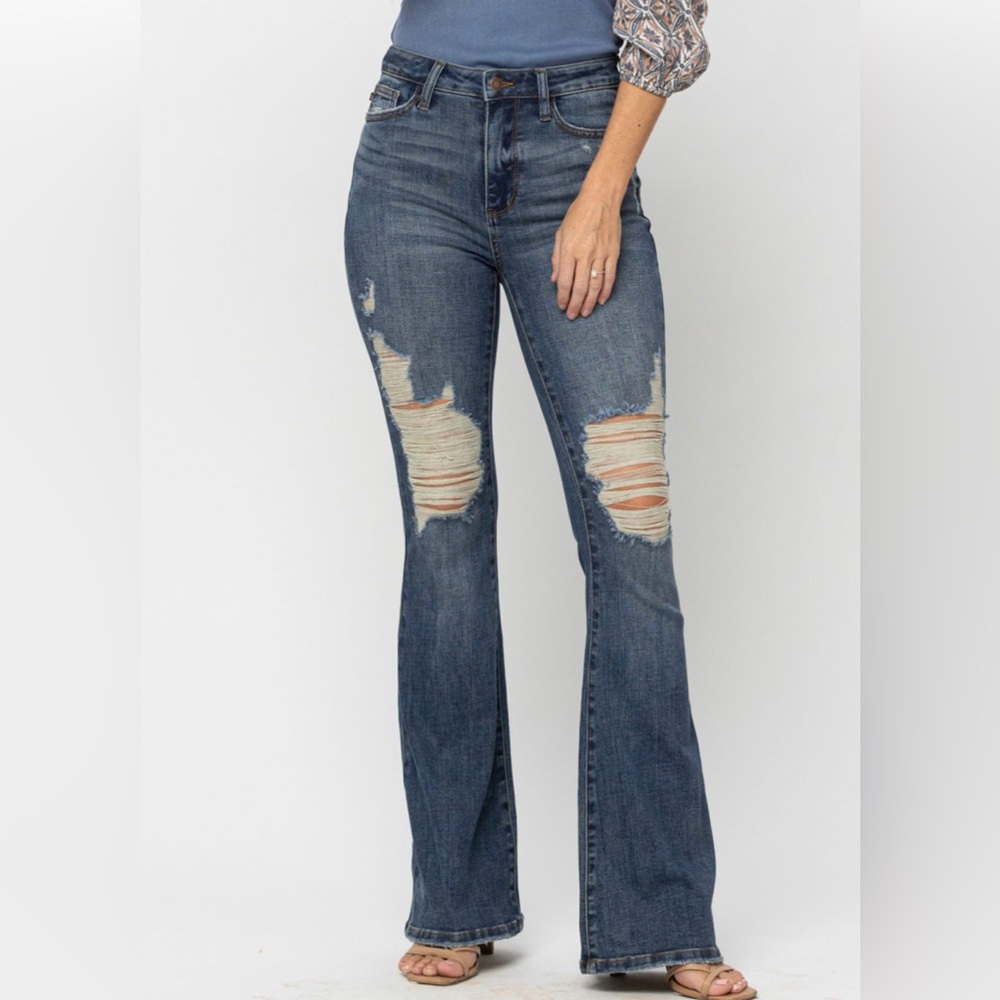 💙💙💙💙JUDY BLUE💙💙💙💙  HIGH WAIST TALL KNEE DESTROY FLARE